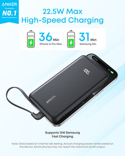 Power Bank ANKER Zolo A110D - Nero - Per Smartphone, Tablet PC, Earbud, Smartwatch, iPhone, iPad, AirPod, e-book Reader - 