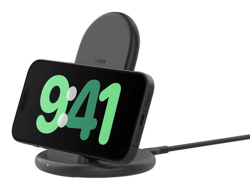 Belkin BoostCharge Induktionsladegerät - Schwarz - für Qi-fähiges Gerät, Smartphone, iPhone - Eingangsstecker: USB - Schne