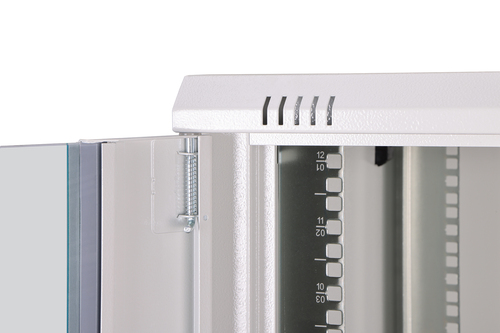 Digitus Dynamic-N 12U Wall Mountable Enclosed Cabinet Rack Cabinet for Networking, Server - Light Grey - Steel, Glass, She