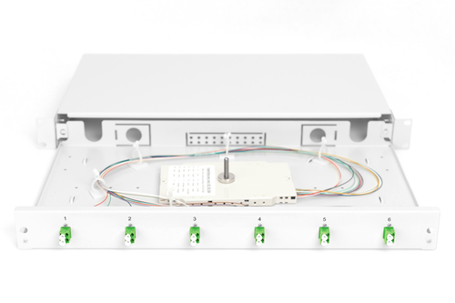 Digitus Fiber optic splice box, 1U, equipped, 6x LC-APC DX, OS2. Type: Cable management panel, Housing material: Polymer, 