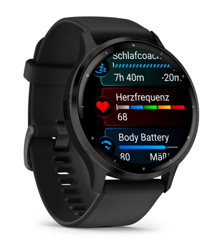 Garmin Venu 3 Smart Watch - 45 mm Case Height - 45 mm Case Width - Slate, Black Case Color - Black Band Color - Stainless 