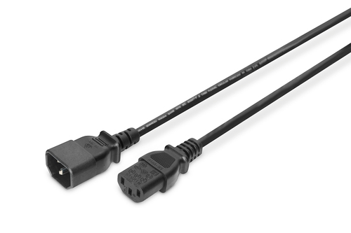 Digitus Netzkabelverlängerung. Kabellänge: 1,8 m, Anschluss 1: IEC C14, Anschluss 2: IEC C13, Kabeltyp: H05VV-F3G. Eingang