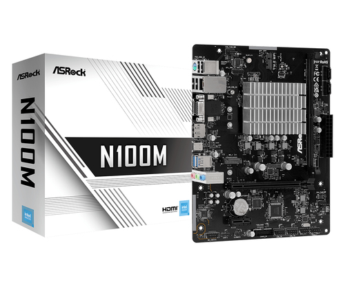 ASRock N100M Desktop-Mainboard - Micro ATX - N-Serie, Celeron Unterstützter Prozessor - 32 GB DDR4 SDRAM Maximaler Arbeits