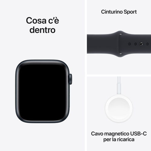Apple Watch SE GPSCassa 44mm in Alluminio Mezzanotte con Cinturino Sport Mezzanotte - M/L. Tecnologia display: OLED, Risol