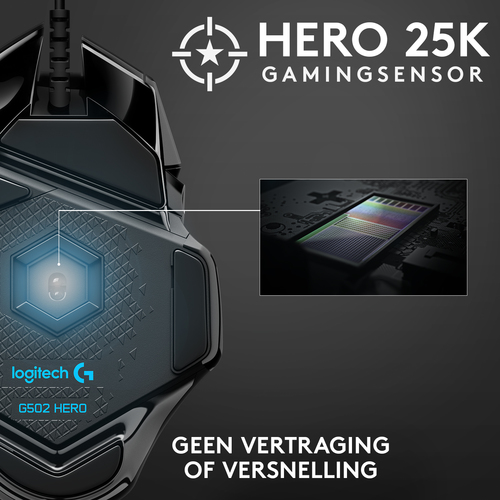 Logitech G G502 HERO Ratón para gaming de alto rendimiento. Format: Droitier. Technologie de détecteur de mouvement: Optiq