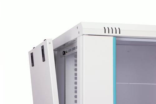 Digitus Dynamic-N 16U Wall Mountable Enclosed Cabinet Rack Cabinet for Networking, Server - Light Grey - Steel, Glass, She