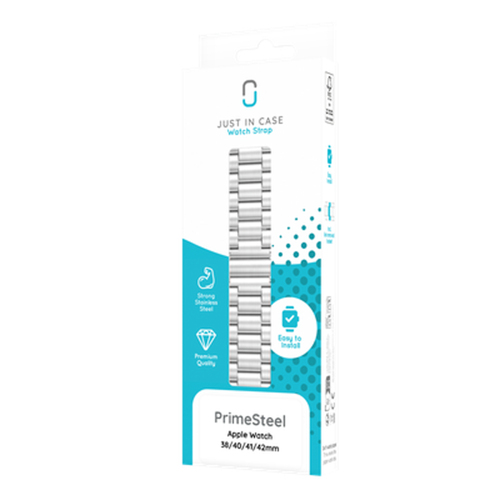 Just in Case PrimeSteel Strap Apple Watch 40/41/42mm Silver. Watch part/accessory type: Watch strap, Brand compatibility: 