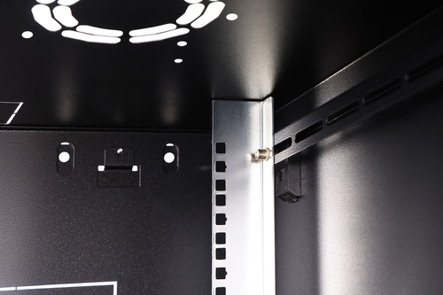 Digitus Dynamic-N 7U Wall Mountable Enclosed Cabinet Rack Cabinet for Networking, Server - Black - Steel, Glass, Sheet Ste