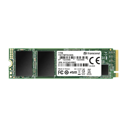 Transcend PCIe SSD 220S 1TB. SSD capacity: 1 TB, SSD form factor: M.2, Read speed: 3500 MB/s, Write speed: 2800 MB/s, Comp