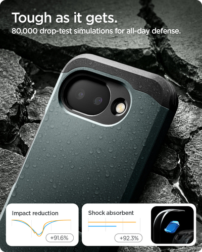 Spigen Tough Armor (Mag Fit) Pixel 10a Case Abyss Green. Case type: Cover, Brand compatibility: Google, Compatibility: Pix