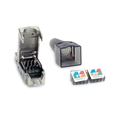 Value Network Connector - 1 x RJ-45 Network - Male - Shielding - Silver
