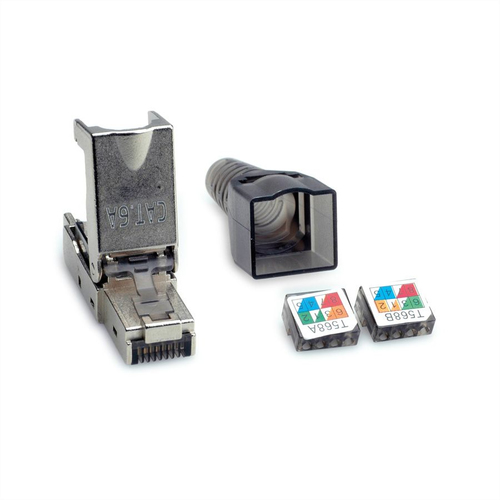Value Network Connector - 1 x RJ-45 Network - Male - Shielding - Silver