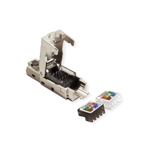 Value Network Connector - 1 x RJ-45 Network - Male - Shielding - Silver