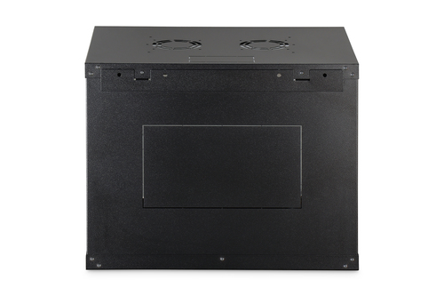 Digitus Dynamic-N 9U Wall Mountable Enclosed Cabinet Rack Cabinet for Networking, Server - Black - Steel, Glass, Sheet Ste