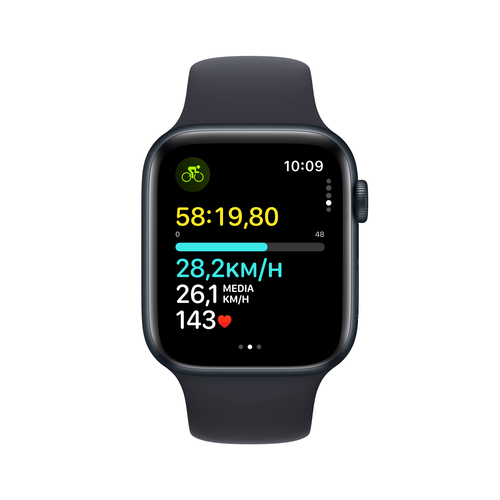 Apple Watch SE GPSCassa 44mm in Alluminio Mezzanotte con Cinturino Sport Mezzanotte - M/L. Tecnologia display: OLED, Risol