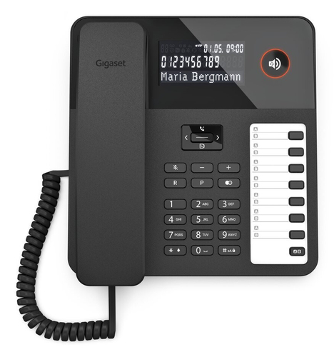 Gigaset DESK 600 Standard-Telefon - Wandmontierbar, Desktop - Schwarz - Freisprecheinrichtung - Hörhilfen-kompatibel