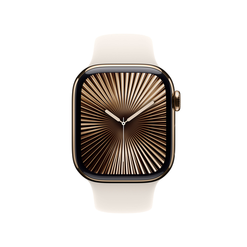 Apple Watch Series 10 Smart Watch - 42 mm Case Height - 36 mm Case Width - Gold Case Color - Starlight Band Color - Titani