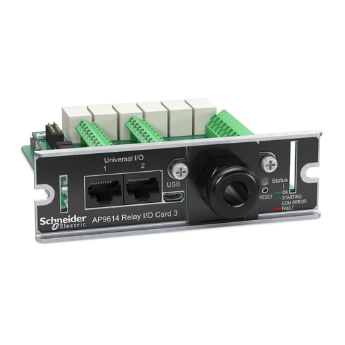 Schneider Electric AP9614. Tipo de produto: Cartão de relé, Capacidade do rack: 0U. Certificados de conformidade: RoHS, RE