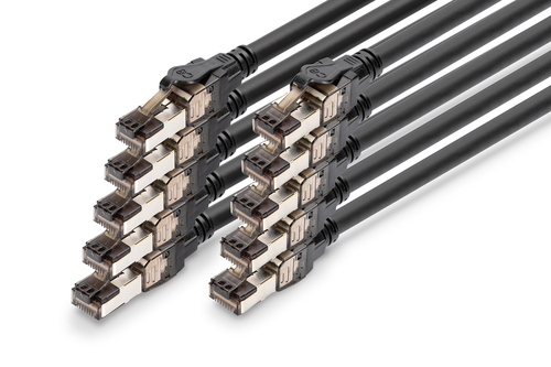 Digitus CAT 8.1 S/FTP patch cable, 3 m, 10 pieces. Cable length: 3 m, Cable standard: Cat8.1, Cable shielding: S/FTP (S-ST