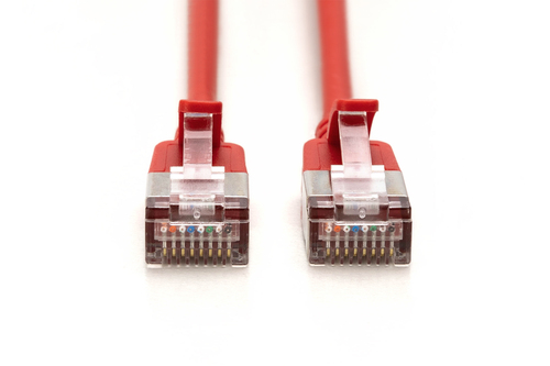 Digitus CAT 6A F-FTP Slim patch cord, 1 m, red, 10 pieces. Cable length: 1 m, Cable standard: Cat6a, Cable shielding: F/FT