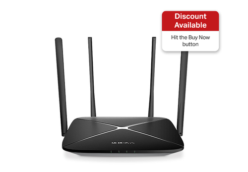 Mercusys AC1200 Wireless Dual Band Gigabit Router. Wi-Fi band: Dual-band (2.4 GHz / 5 GHz), Top Wi-Fi standard: Wi-Fi 5 (8