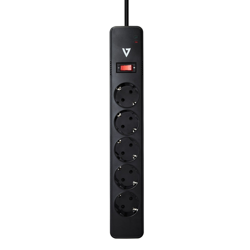 V7 Home/Office SA0511B-8E5 Surge Suppressor/Protector - 5 x Schuko Type F - 1050 J - 230 V AC - 1.8 m