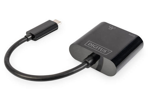 Digitus USB Type-C™ Gigabit Ethernet adapter with Power Delivery support. Product colour: Black, Country of origin: China.