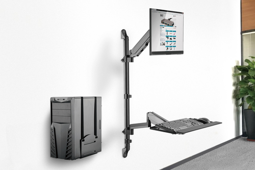 Digitus Flexible wall-mounted Stand/Sit workstation, single monitor. Maximum weight capacity: 8 kg, Minimum screen size: 4