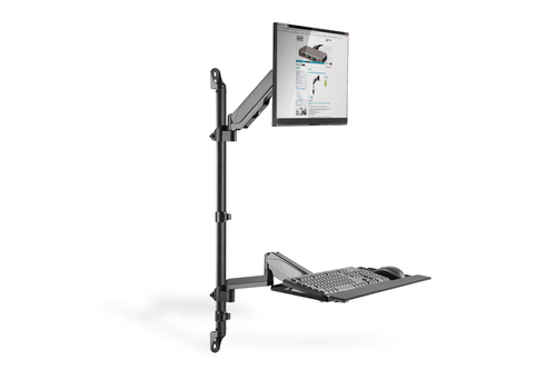 Digitus Flexible wall-mounted Stand/Sit workstation, single monitor. Maximum weight capacity: 8 kg, Minimum screen size: 4