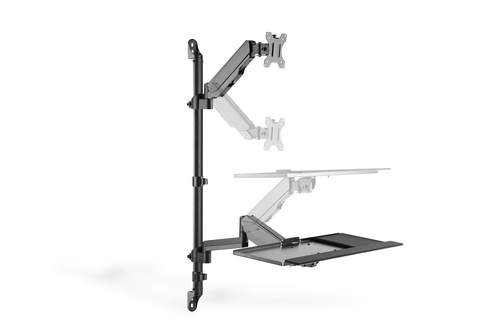 Digitus Flexible wall-mounted Stand/Sit workstation, single monitor. Maximum weight capacity: 8 kg, Minimum screen size: 4