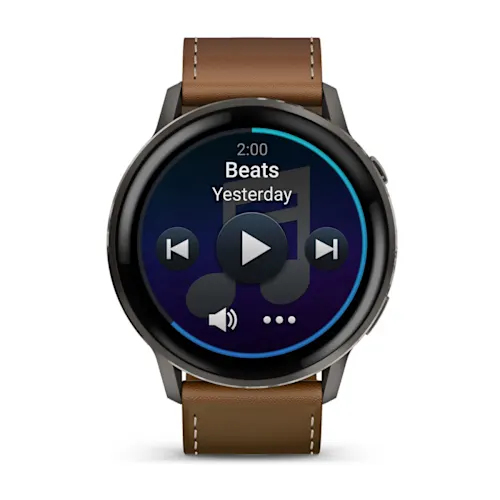 Garmin Venu 4 Smart Watch - Slate Case Color - Black, Brown Band Color - Stainless Steel, Metal Body Material - Fiber Rein
