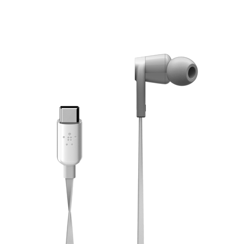 Belkin SOUNDFORM G3H0002BTWHT Wired Earbud Stereo Earset - White - Binaural - In-ear - 121.9 cm Cable - USB Type C