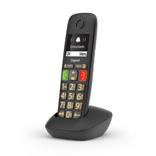 Gigaset E290HX. Typ: Analoges/DECT-Telefon, Hörertyp: Kabelloses Mobilteil. Telefonbuch Kapazität: 150 Eintragungen. Anruf