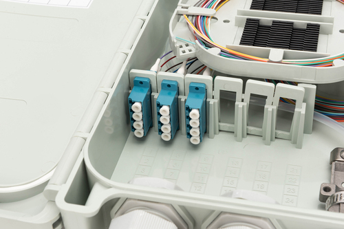 Digitus FTTH/FTTB Distribution box, assembled, OS2, 12 fibers, LC/PC. Product colour: White, Housing material: Acrylonitri