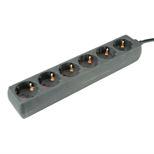 Roline PowerBar Steckdosenleiste - 6 x Typ F (CEE 7/3) - 1,50 m Kabel - 250 V AC Voltage - 3,60 kW - Desktop - Schwarz