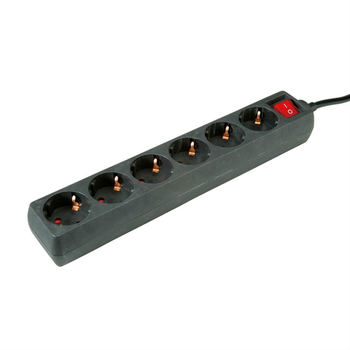 Roline PowerBar Steckdosenleiste - 6 x Typ F (CEE 7/3) - 10 m Kabel - 250 V AC Voltage - 3,60 kW - Desktop - Schwarz