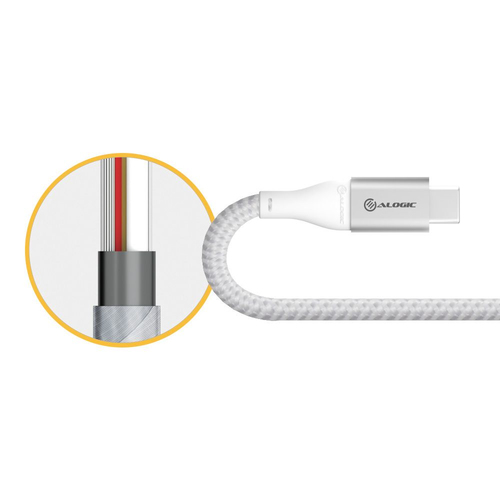 Alogic Super Ultra 30 cm USB-C Datentransferkabel - 1 - Cable for Notebook, Tablet, Telefon - 480 Mbit/s - Silber