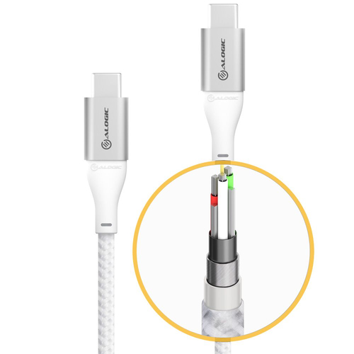 Alogic Super Ultra 30 cm USB-C Datentransferkabel - 1 - Cable for Notebook, Tablet, Telefon - 480 Mbit/s - Silber