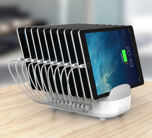 Compulocks 10 Ports USB Charging Dock Station With UK Plug - 10 USB ports, Cooling fan, Multi-protection Safety System, Hi