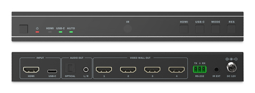 Digitus Video Wall Controller, 4 Displays, 4K/30Hz. Product colour: Black, Control type: Buttons, Housing material: Metal.