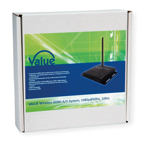 Value Video-Extender-Transmitter/Receiver - Kabellos - 100 m Reichweite - 1 x HDMI Ein - 2 x HDMI Aus - 1 x Remote (IR) In