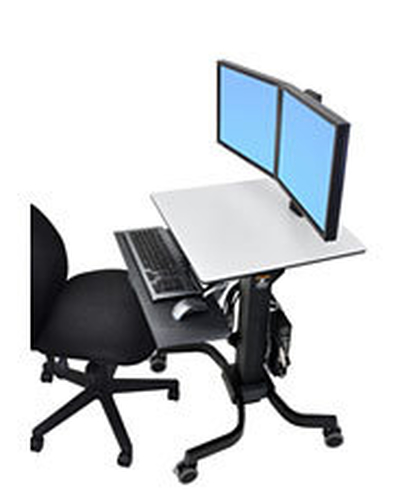 Ergotron WorkFit-C, Dual Sit-Stand. Product colour: Black, Grey, Recommended usage: Flat panel, Type: Multimedia cart. Hei