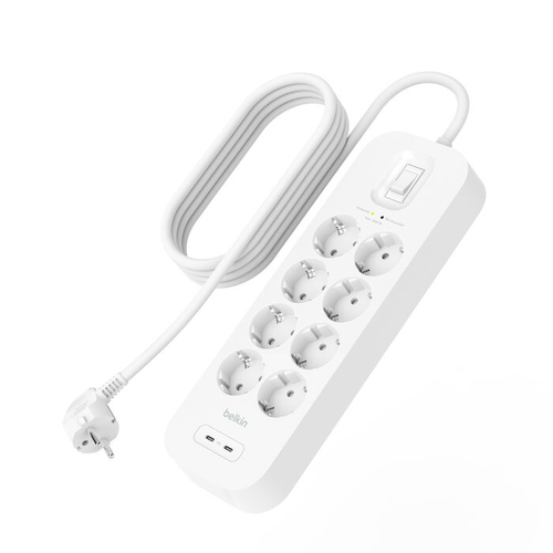 Belkin Connect Überspannungsschutz - 8 x Wechselstrom, 2 x USB Typ C - 900 J - 2 m - Wandmontierbar