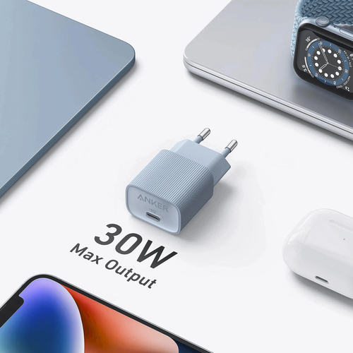 Adattatore CA ANKER A2337 - 30 W - 1 USB di tipo C - Per iPhone, iPad Air, iPad Pro, iPad mini, Apple Watch, AirPod, MacBo