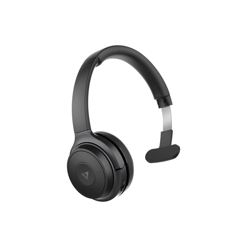 V7 H605M Wireless On-ear, Over-the-head Mono Headset - Black, Grey - Microsoft Teams Certification - Monaural - Supra-aura
