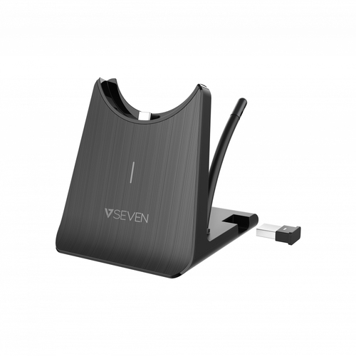 V7 H605M Wireless On-ear, Over-the-head Mono Headset - Black, Grey - Microsoft Teams Certification - Monaural - Supra-aura