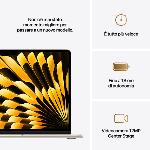 Computer portatile - Apple MacBook Air MW103T/A 34,5 cm (13,6") - Apple M4 - 16 GB - 512 GB SSD - Italiano Tastiera - luce
