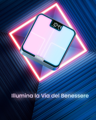 Renpho Elis Chroma, Bilancia Smart pesapersone Bluetooth con Illuminazione RGB Personalizzabile, 13 Metriche Corporee, Dis