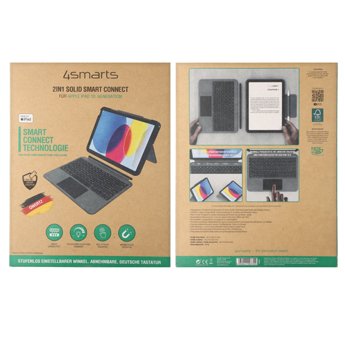 4smarts SolidSmart Tastatur/Cover (Folie) für 27,7 cm (10,9 Zoll) bis 27,9 cm (11 Zoll) Apple iPad (10. Generation), iPad 