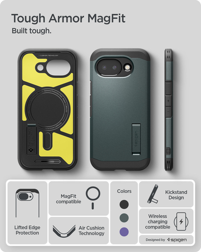 Spigen Tough Armor (Mag Fit) Pixel 10a Case Abyss Green. Case type: Cover, Brand compatibility: Google, Compatibility: Pix
